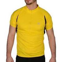 More Mile Mens Cycling Jersey Yellow Short Sleeve Half Zip Reflective Bike Top - S Regular