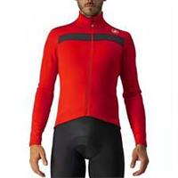 Castelli Puro 3 Mens Cycling Jersey Red Long Sleeve Reflective Thermal Bike Top - 2XL Regular