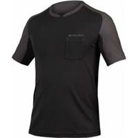 Endura GV500 Foyle Tech Mens Cycling Jersey Black Short Sleeve Gravel Bike Top - S Regular