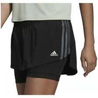 adidas Run Icons 3 Stripes Womens Running Skort Black Pockets Elasticated Ladies