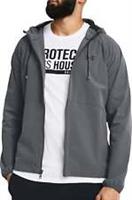 Under Armour Stretch Woven Windbreaker Mens Running Jacket Grey Hooded Run