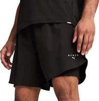 Puma X HYROX Mens Training Shorts Black 2 In 1 Gym Twin Short Workout Fitness
