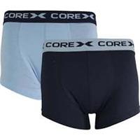 CoreX Fitness Classic 2 Pack Mens Boxer Shorts Navy Underwear Stylish - M Regular