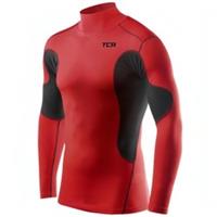 TCA SuperThermal Mock Junior Compression Top Red Long Sleeve Kids Running Run