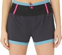 Asics FujiTrail Womens Running Shorts Black 2 In 1 Compression Twin Short Run