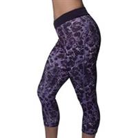 More Mile Womens Running Tights Purple Printed 3/4 Capri Run Sports Training Gym - 2XS Regular