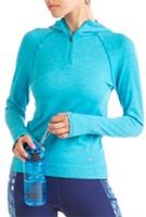 Ronhill Life Seamless Womens Running Hoody Blue Base Layer Half Zip Reflective