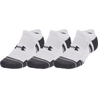 Under Armour Performance Tech 3 Pack No Show Socks White Cushioned Gym Support