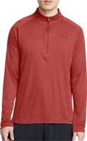 Under Armour Tech Textured Mens Running Top Orange Long Sleeve Half Zip Run