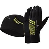 Ronhill Beanie And Glove Set Black Running Reflective Mens Womens