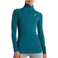 Gymshark Womens Training Top Green Long Sleeve Half Zip Gym Excerise Workout