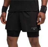 Puma X HYROX Mens Training Shorts Black 2 In 1 Gym Twin Short Workout Fitness - L Regular