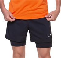 Ronhill Tech Twin Mens Running Shorts Black 2 In 1 Twin Short Run Breathable - M Regular