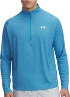 Under Armour Tech Textured Mens Running Top Blue Long Sleeve Half Zip Run Jersey - L Regular