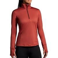 Brooks Dash Womens Running Top Red Long Sleeve Half Zip Run Lightweight Jogging - XS Regular