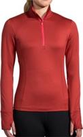 Brooks Dash Womens Running Top Red Long Sleeve Half Zip Run Lightweight Jogging - XL Regular