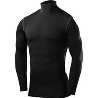TCA PowerLayer Compression Mens Mock Running Top Black Long Sleeve Run Jogging - S Regular