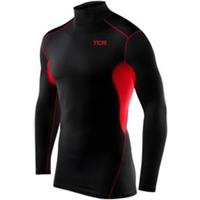 TCA HyperFusion Mock Neck Mens Compression Top Black Long Sleeve Running Run - L Regular