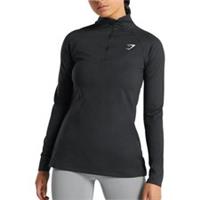 Gymshark Womens Training Top Black Long Sleeve Half Zip Gym Excerise Workout - S Regular