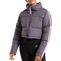 Gymshark Oversized Womens Puffer Jacket Grey Hooded Excerise Training Workout - M Regular