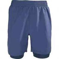 More Mile Core Mens Running Shorts Blue 2 In 1 Twin Short Run Training Sports