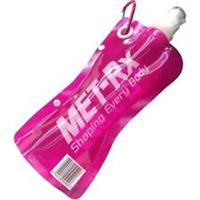 MET-Rx Foldable 550ml Water Bottle Pink Running Hydration Drinks Lightweight