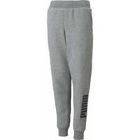 Puma Power Logo Junior Joggers Grey Kids Pockets Adjustable Workout Sweatpants