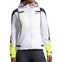 Brooks Run Visible Convertible Womens Running Jacket White Hooded Hi Vis Ladies - S Regular