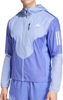 adidas Own The Run Mens Running Jacket Blue Hooded Full Zip 3 Stripes