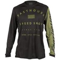 Fasthouse Fastline Speed Shop Mens MTB Jersey Olive Cycling Long Sleeve Bike Top - M Regular