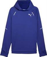 Puma Run Grid Fleece Mens Running Hoody Blue Half Zip Hooded Long Sleeve Sports