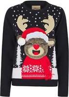 Christmas Rudolph Laughing Womens Christmas Jumper Ink Sweatshirt Regular Fit