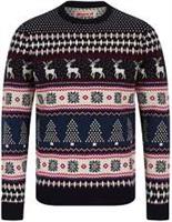 Christmas Milat Nordic Fairisle Mens Christmas Jumper Blue Sweatshirt Crew Neck - M Regular