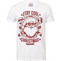 Seasons Greetings Stay Cool Novelty Mens Christmas Top White Short Sleeve