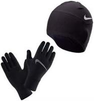 Nike Essentials Womens Running Hat And Glove Set Black Reflective Fleece Ladies