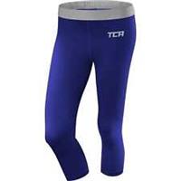 TCA Pro Performance Endurance Womens Running Tights Blue 3/4 Capri Compression - S Regular