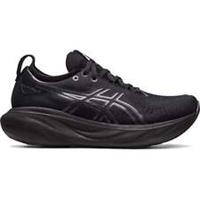 Asics Gel Nimbus 25 Womens Running Shoes Black Cushioned Comfort Sports Trainers