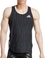 adidas Adizero Mens Running Vest Black Run Sleeveless Round Neck Tank Top - M Regular