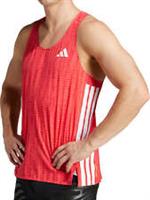adidas Adizero Mens Running Vest Red Run Sleeveless Round Neck Training Tank Top - L Regular