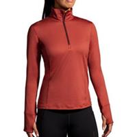 Brooks Dash Womens Running Top Red Long Sleeve Half Zip Run Lightweight Jogging - M Regular
