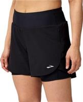 Brooks Chaser Womens Running Shorts Black 2 In 1 5 Inch Twin Short Run Training