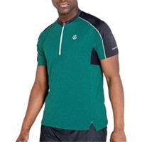 Dare2B Aces II Mens Training Top Green Short Sleeve Half Zip Gym Workout T-Shirt