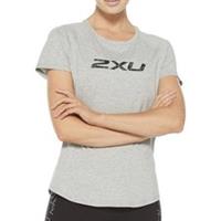 2XU Contender Womens Running Top Grey Short Sleeve Run Jogging T-Shirt Ladies