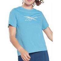 Reebok Workout Ready Supremium Womens Training Top Blue Short Sleeve Gym T-Shirt