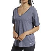 Reebok ActivChill + Cotton Womens Training Top Navy Short Sleeve Gym T-Shirt