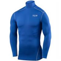 TCA Pro Performance Mock Mens Compression Top Blue Long Sleeve Running Run