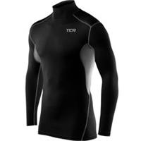 TCA HyperFusion Mock Neck Mens Compression Top Black Long Sleeve Running Run