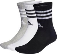adidas 3 Stripes Cushioned 3 Pack Crew Socks Arch Support Running Sports Run