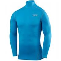 TCA Pro Performance Mock Mens Compression Top Blue Long Sleeve Running Run
