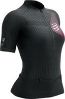 Compressport Trail Postural Womens Running Top Black Short Sleeve Half Zip Run - L Regular